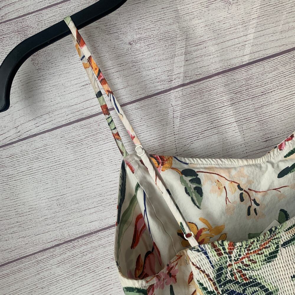 H&M White & Colorful Floral Fit & Flare Mini Dress Adjustable Straps Size Medium - Picture 9 of 11
